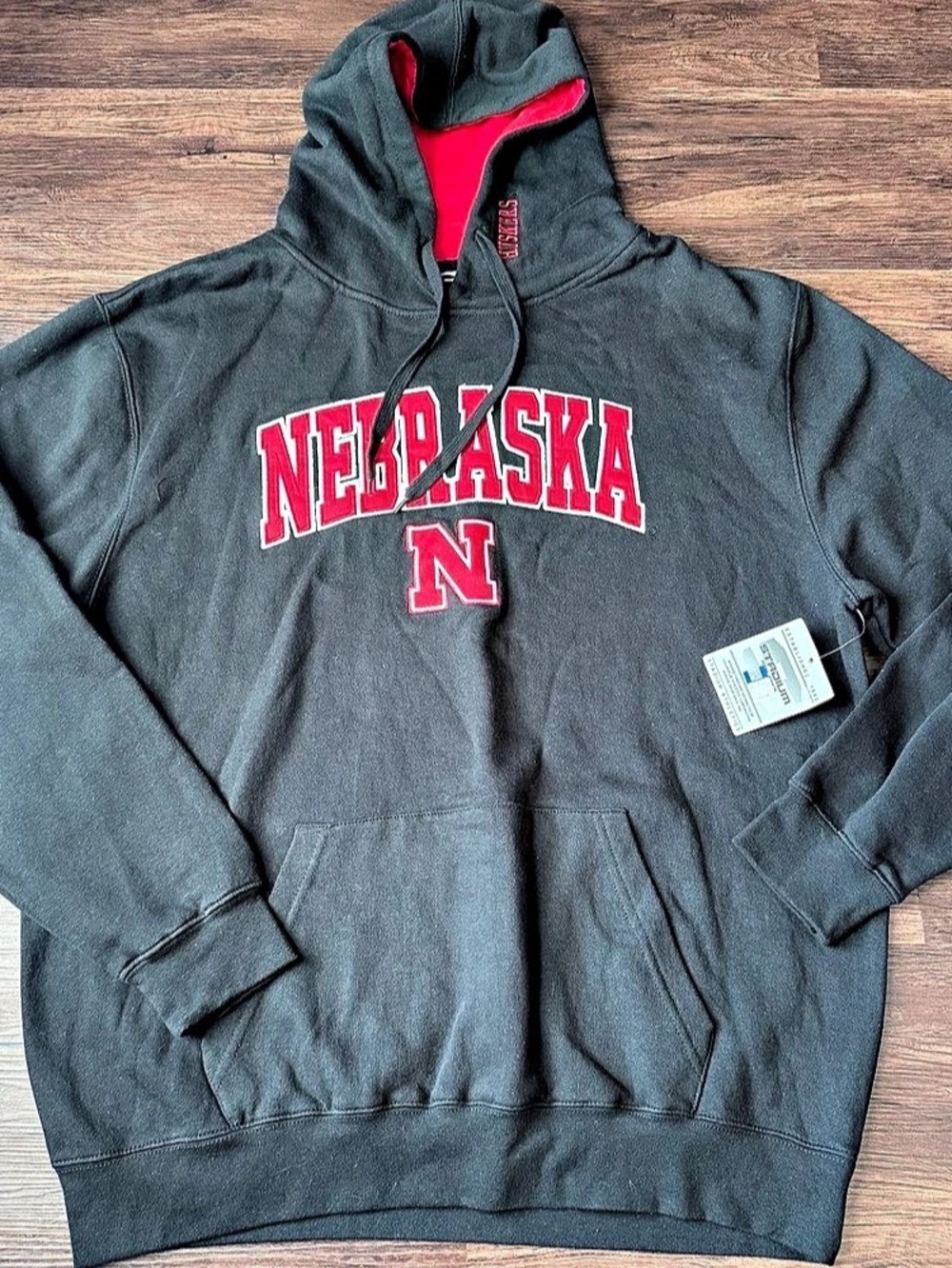 Nebraska Hoodie Size XL NEW WITH TAGS Black Sweatshirt Cornhuskers Stitched
